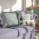 Modernes Geschenk für Niedliche MAMA im Multi-Foto Kissen<br><div class="desc">Erstellen Sie mit dieser modernen Gitterkollektion und dem Foto Ihre eigene MAMA. Das Design umfasst 6 Fotografien mit abgerundeten Ecken-Quadraten mit der MAMA des Textes in aquamarinen Blöcken, die in jede beliebige Farbe geändert werden können. Auf der anderen Seite den Text "World's Best Mommy" mit einem niedlichen Mutterzitat, das behalten...</div>