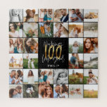 Modernes Geschenk zum 100. Geburtstag mit mehreren<br><div class="desc">Modernes,  minimales Multi-Foto Script 100. Geburtstag Kissen Geschenk. Ideal für Mütter,  Väter,  Groß,  Groß und Groß aller Familienmitglieder. Atemberaubender,  eleganter Text. Schwarz,  Weiß und Gold.</div>