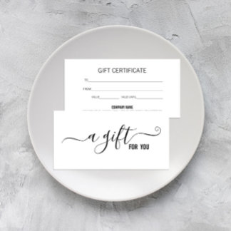 Modernes Geschenkzertifikat für Minimalistisches W