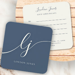 Modernes Geschenkzertifikat Navy Blue Ivory