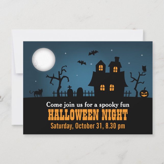 Modernes gespenstisches Spuk Haus-Halloween-Party Einladung (Vorderseite)