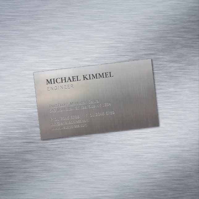 Modernes, gestopftes Metall-Look anpassbar Magnetische Visitenkarte (Beispiel)