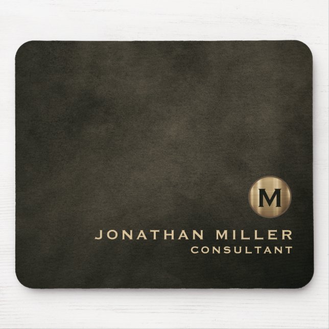 Modernes, gestörtes Ledergoldmonogramm Mousepad (Vorne)