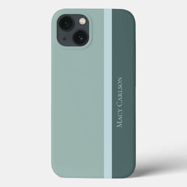 Modernes gestreiftes Aquamarines Grün & Baby Blau Case-Mate iPhone Hülle (Rückseite)