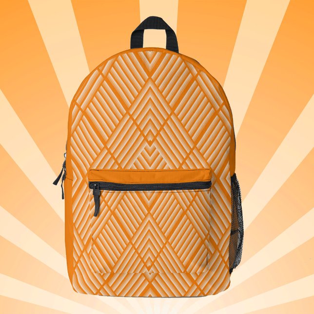 Modernes gestreiftes Muster in Orangetönen Bedruckter Rucksack (Von Creator hochgeladen)