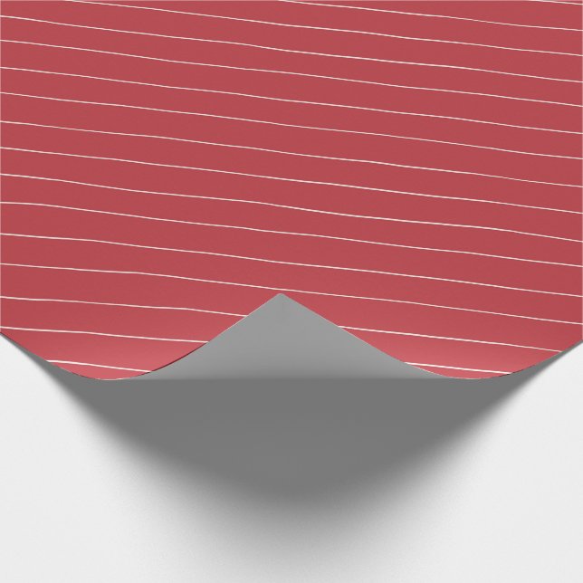 Modernes gestreiftes Weihnachtsfest in Red Berry Geschenkpapier (Ecke)