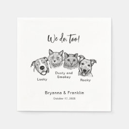 Modernes Getränk auf mir 4 Haustiere Hund Hochzeit Serviette
