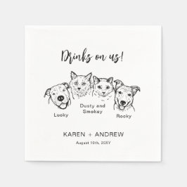 Modernes Getränk auf mir 4 Haustiere Hund Hochzeit Serviette