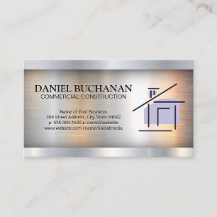 Modernes Gewerbeimmobilien-Logo Metallisch Visitenkarte