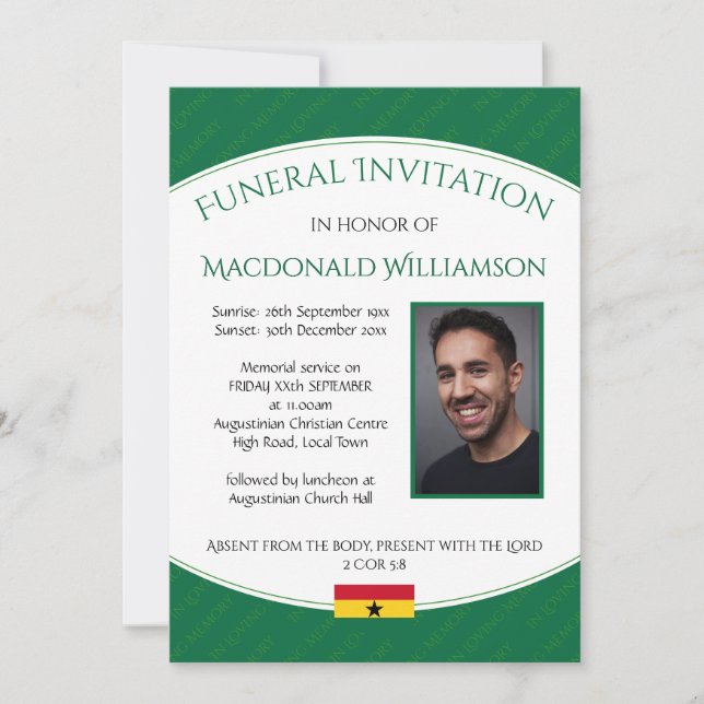 Modernes GHANA FUNERAL INVITATION Memorial Foto Einladung (Vorderseite)