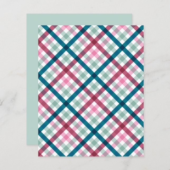 Modernes Gingham Aquamarin Magenta Pink Pattern Sc (Vorne/Hinten)