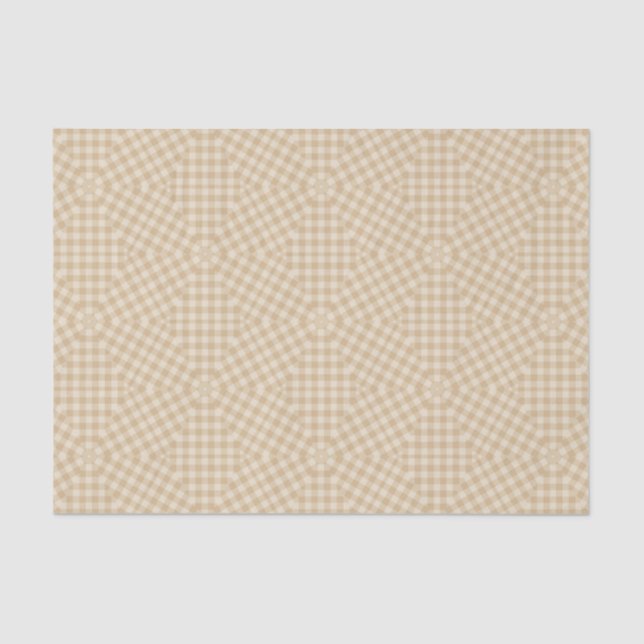 Modernes Gingham-Muster - Beige Gewebepapier Seidenpapier (Vorderseite)