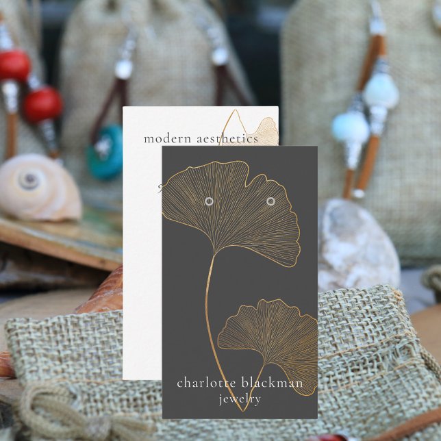 Modernes Gingko Leaf QR Code Earring Display Visitenkarte (Von Creator hochgeladen)
