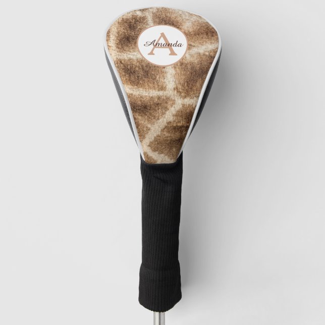 Modernes Giraffenmuster mit Monogramm und Namen Golf Headcover (Vorderseite)