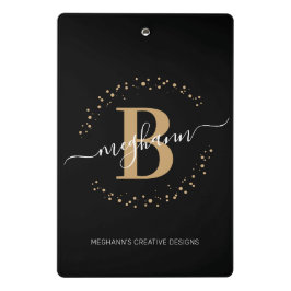 Modernes Girl Black Name Script Mit Monogramm Mini Klemmbrett