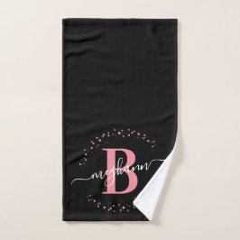 Modernes Girl Pink Black Name Script Mit Monogramm Handtuch