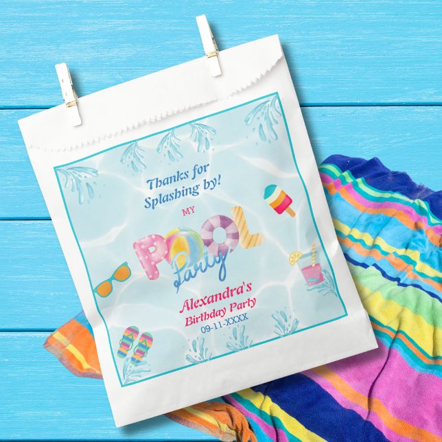 Modernes Girl's Colorful Kids Pool Party Geschenktütchen (Von Creator hochgeladen)