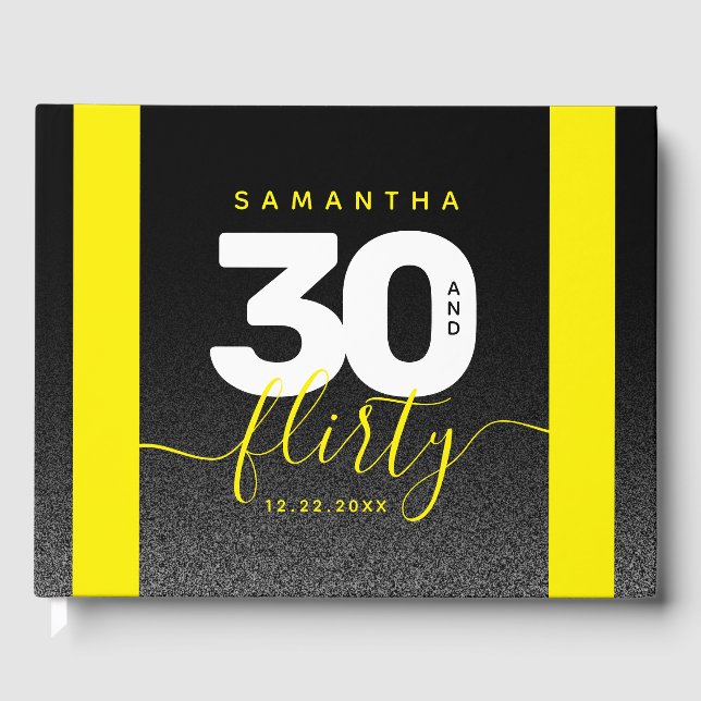 Modernes Girly Bright Yellow 30 und Kokett Gästebuch (Vorderseite)