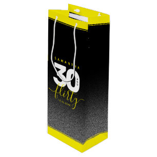 Modernes Girly Bright Yellow 30 und Kokett Geschenktüte Für Weinflaschen