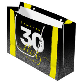 Modernes Girly Bright Yellow 30 und Kokett Große Geschenktüte