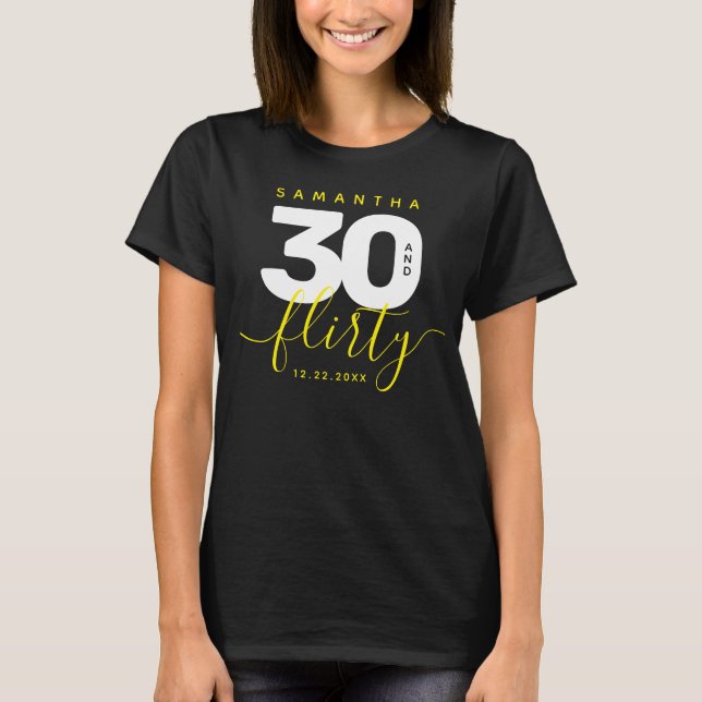Modernes Girly Bright Yellow 30 und Kokett T-Shirt (Vorderseite)