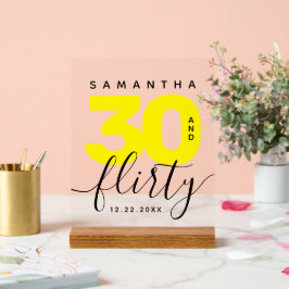 Modernes Girly Bright Yellow 30 und Koketter Gebur Acrylschild