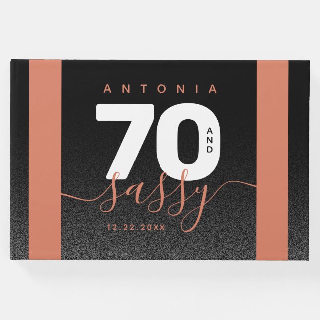 Modernes Girly Copper 70 und Sassy Gästebuch (Vorderseite)