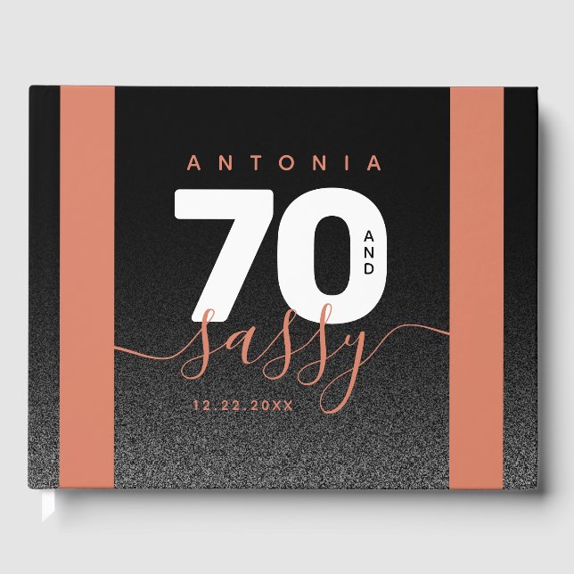 Modernes Girly Copper 70 und Sassy Gästebuch (Vorderseite)