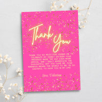 Modernes Girly Hot Pink Neon Glow Danke, Script