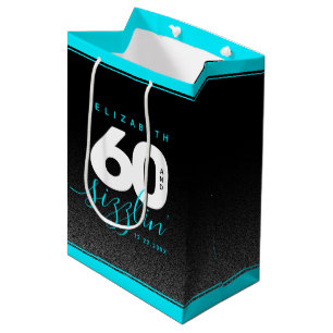 Modernes Girly Ice Blue 60 und Sizzling Mittlere Geschenktüte