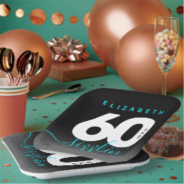 Modernes Girly Ice Blue 60 und Sizzling Pappteller