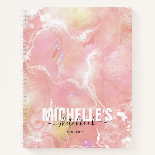 Modernes Girly Iridescent Lila Elegantes Sketchboo Notizbuch (Vorderseite)