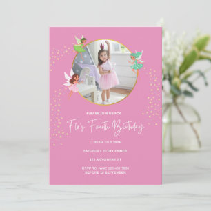 Modernes Girly Pink Gold . Einladung zur Geburtsta