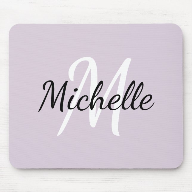 Modernes Girly Violet Monogramm Initial + Name Mousepad (Vorne)