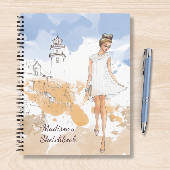 Modernes Giro Watercolor Sketchbook Personalisiert Notizbuch (Von Creator hochgeladen)