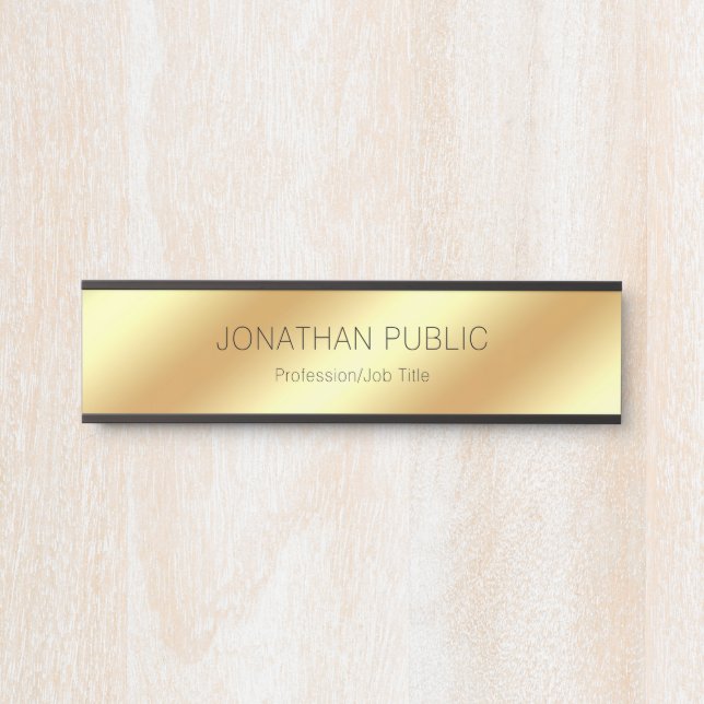 Modernes Glam Black Gold Elegant Luxuriöse Hanging Türschild (Vorderseite )