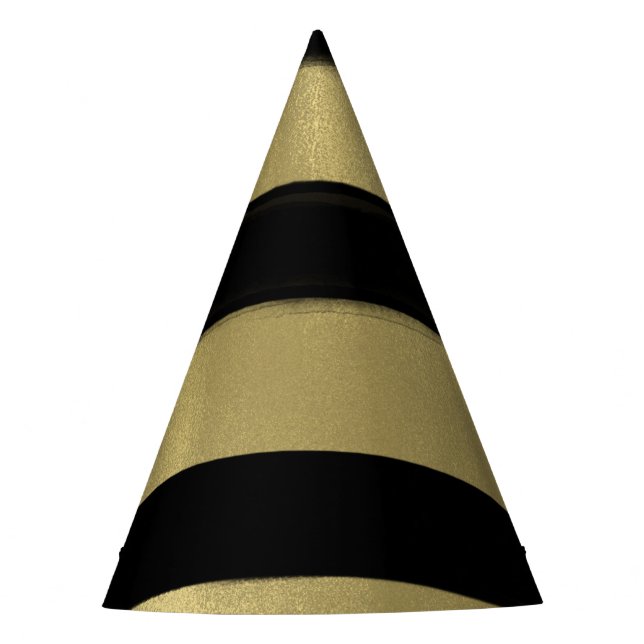 Modernes Glam Black & Gold Paint Stroke Strike Par Partyhütchen (Vorderseite)