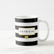 Modernes Glam Black Stripes Metallisches Goldenes 