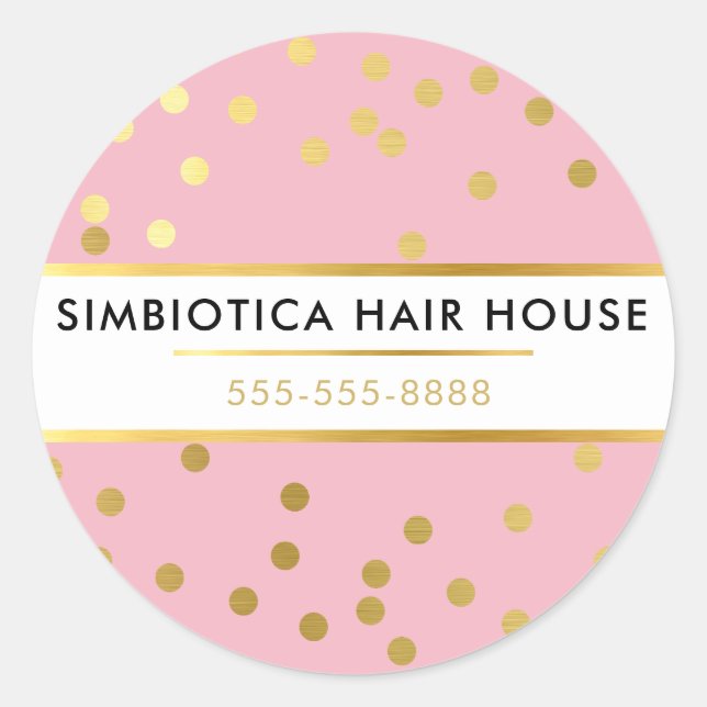 MODERNES GLAM CONFETTI polka dot Imitats goldfarbe Runder Aufkleber (Vorderseite)