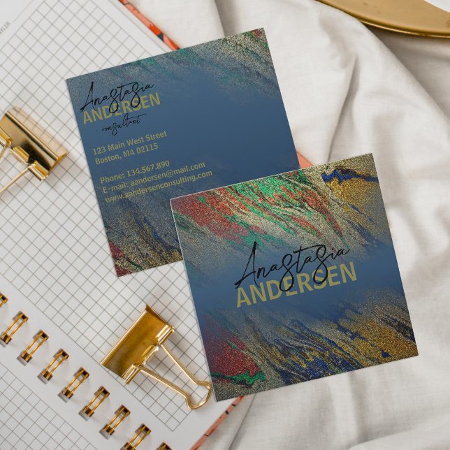 Modernes Glam Luxus Stilvoll Abstrakter Glitzer Quadratische Visitenkarte (Von Creator hochgeladen)