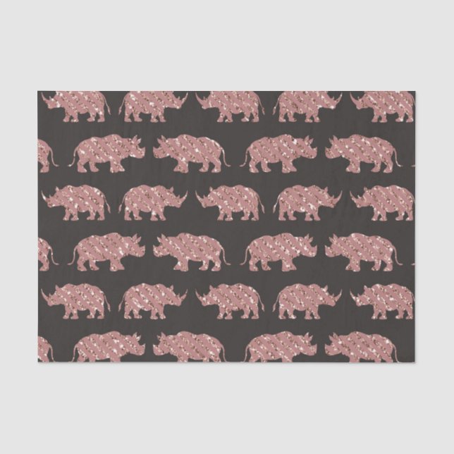 Modernes Glam Rose Gold Glitzer gestreift Rhinos Seidenpapier (Vorderseite)