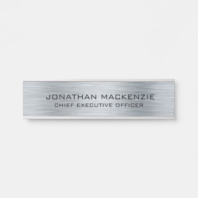 Modernes Glamour Silver Template Zeichen für Offic Türschild (Vorderseite )