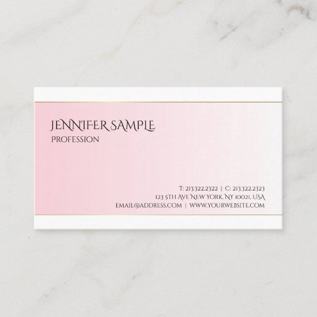 Modernes glamouröses Design Pink Gold Einfach tren Visitenkarte (Vorderseite)
