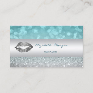 Modernes Glitter-Bokeh, silberne Lippen Visitenkarte