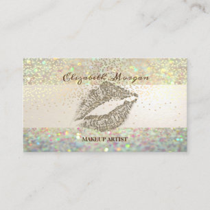 Modernes Glitter Bokeh  Streifen, Konfetti, Lippen Visitenkarte