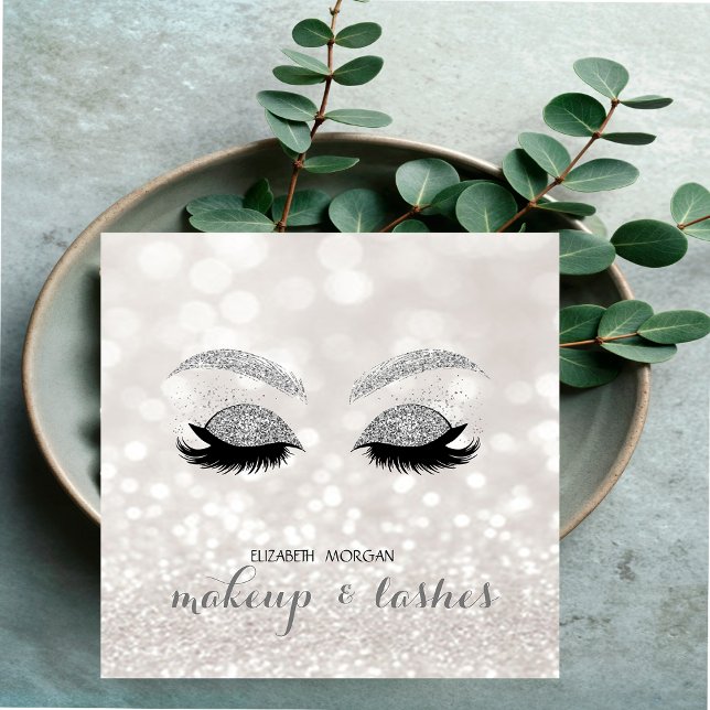 Modernes Glittery Bokeh,Imitate Lashes,Makeup Quadratische Visitenkarte (Von Creator hochgeladen)