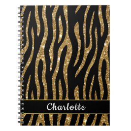 Modernes Glittery Gold Tiger Strip Notizblock