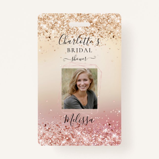 Modernes Glitzer-Gold-Rosegold-Abzeichen (Imitate) Ausweis (Vorderseite)