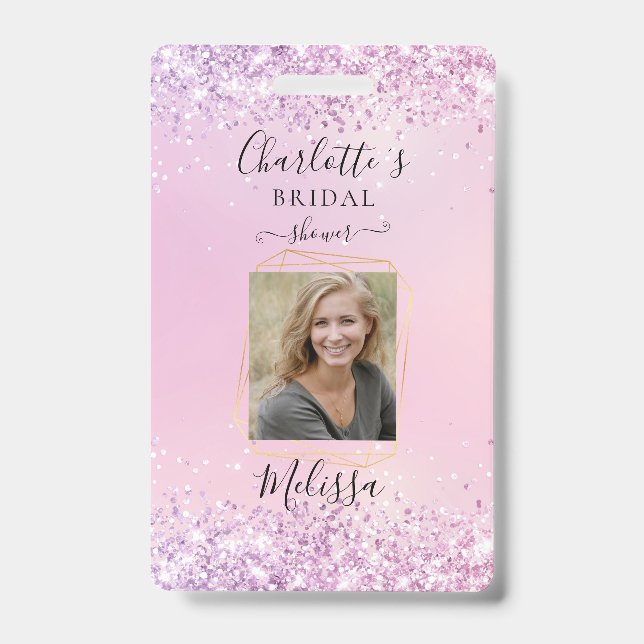 Modernes Glitzer Lila (Imitate) Abzeichen Ausweis (Front)