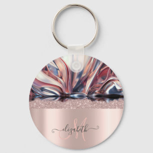 Modernes Glitzer Rose Gold Monogram Abstrakt Schlüsselanhänger
